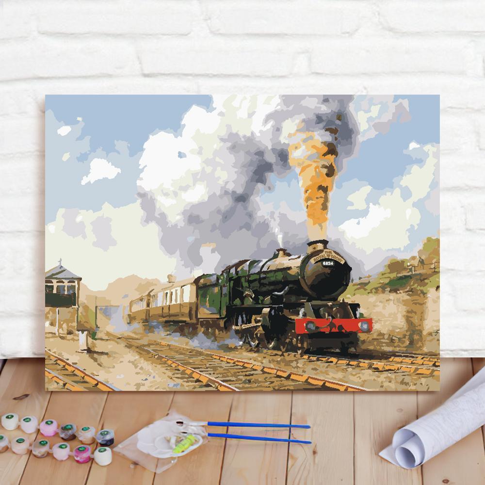Custom Photo Painting Home Decor Wall Hanging-Train Painting DIY Paint By Numbers