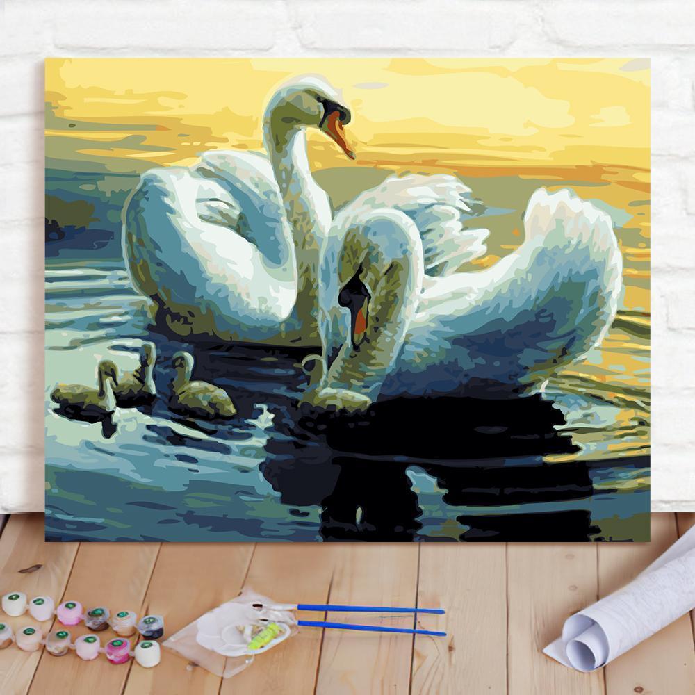Custom Photo Painting Home Decor Wall Hanging-Swan Lake Painting DIY Paint By Numbers
