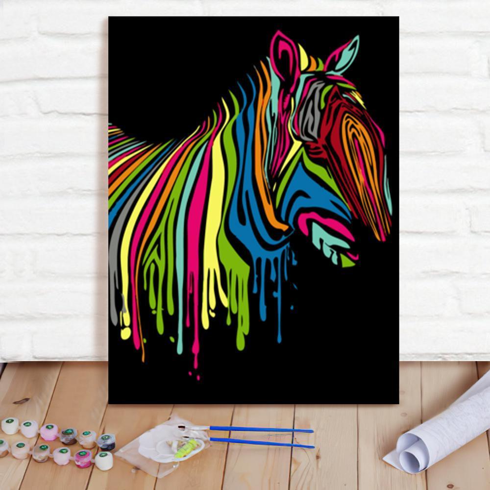 Custom Photo Painting Home Decor Wall Hanging-Rainbow Horse Painting DIY Paint By Numbers