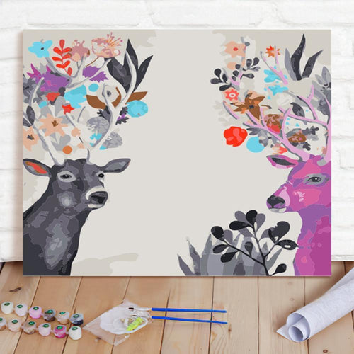 Custom Photo Painting Home Decor Wall Hanging-Two Deer Face Each Other Painting DIY Paint By Numbers