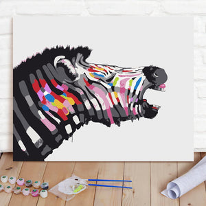 Custom Photo Painting Home Decor Wall Hanging-Colorful Zebra Painting DIY Paint By Numbers