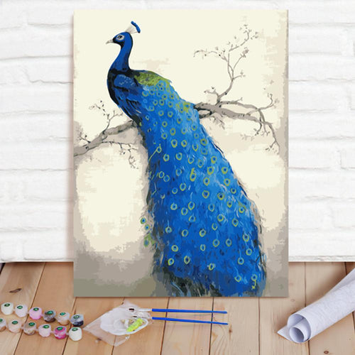 Custom Photo Painting Home Decor Wall Hanging-Peacock Left Painting DIY Paint By Numbers