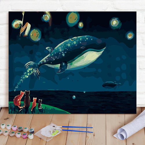 Custom Photo Painting Home Decor Wall Hanging-West Whale Painting DIY Paint By Numbers