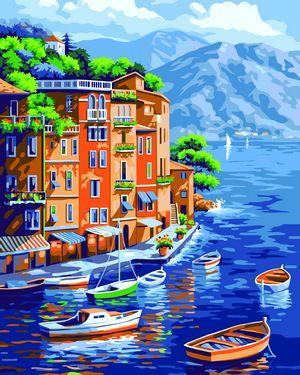 Landscape Paint By Numbers Kits Waterfront Town Paint By Numbers