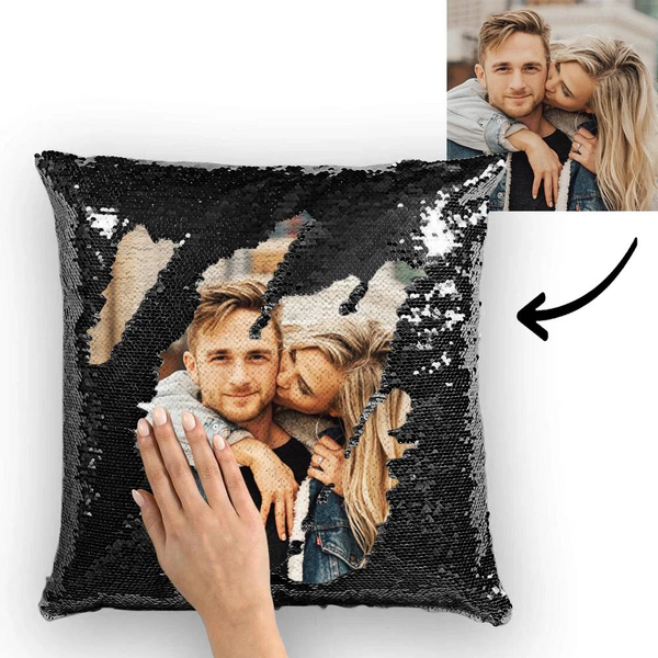 Birthday Gifst Custom Photo Sequin Pillow Multicolor Sequin Cushion 15.75inch*15.75inch