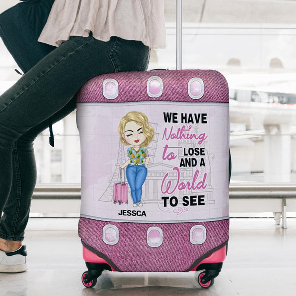 Gifts for Her Personalized Luggage Cover Custom Image Print A World to See