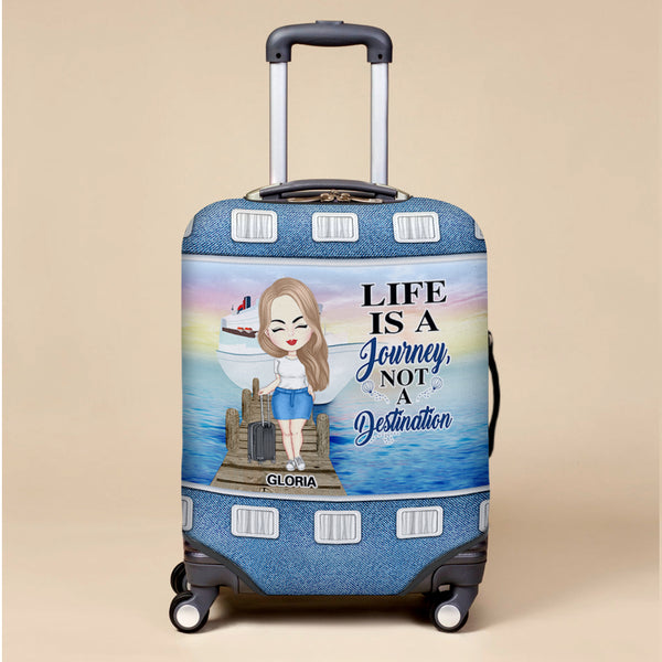 Gifts for Travel Lover Personalized Luggage Cover Custom Image The Journey is My Home
