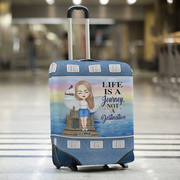 Gifts for Travel Lover Personalized Luggage Cover Custom Image The Journey is My Home