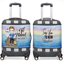Gifts for Boyfriend Personalized Luggage Cover Custom Image to Travel is to Live