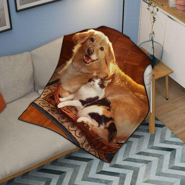 Custom Photo Blanket Personalized Cute Pets Dog Photo Fleece Blanket