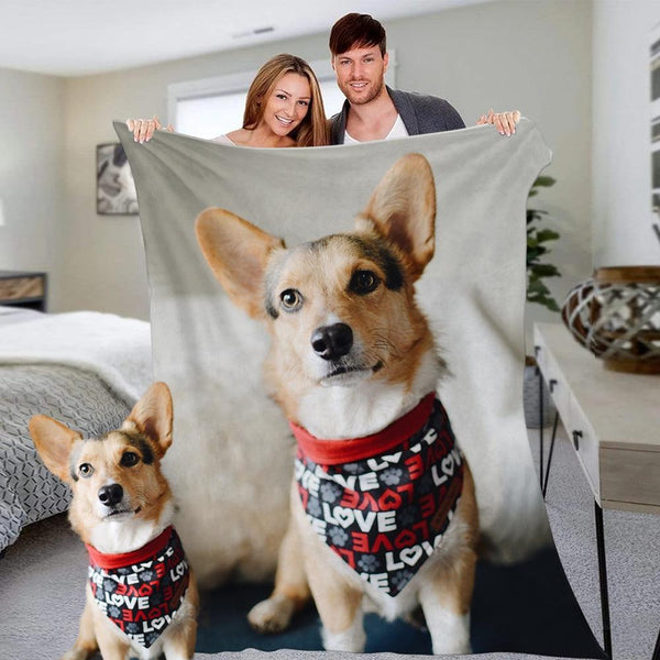 Custom Pets Dog Photo Fleece Blanket Personalized Fleece Blanket Memory Gift