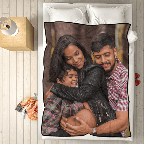 Personalized Fleece Blanket with Photo of Happy Mother and Daughter
