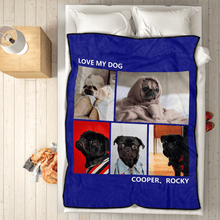Personalized Pets Fleece Photo Blanket with 5 Photos
