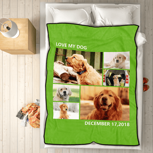 Lovely Pets Personalized 50x60 Fleece Photo Blanket with 6 Photos