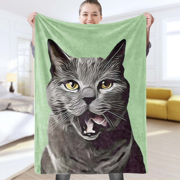Custom Blanket Painted Art Portrait Fleece Personalized Pet Photo Blankets Meaningful Gifts