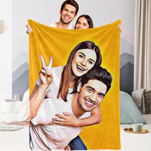 Personalized Gift Custom Couple Photo Painted Art Portrait Fleece Throw Blanket