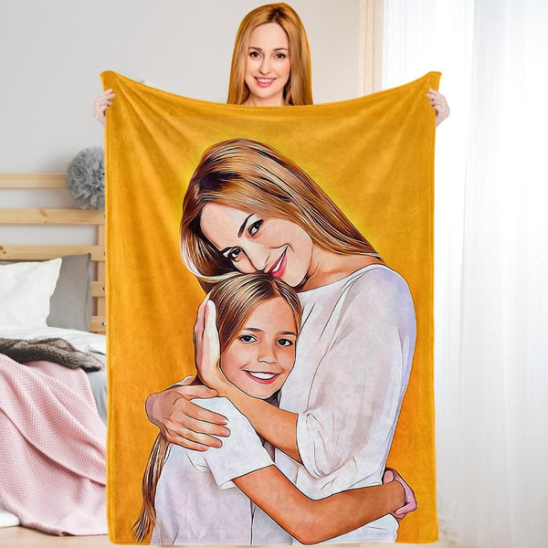Custom Photo Blankets  For Christmas Gifts Personalized Blankets Painted Art Portrait Fleece Throw Blanket