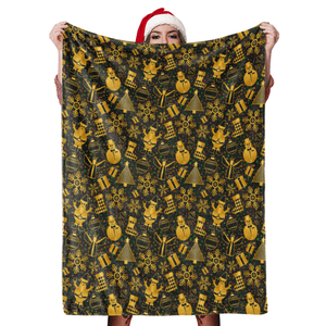 Christmas Blanket Gift Merry Christmas Blanket Golden Snowman Fleece Blanket
