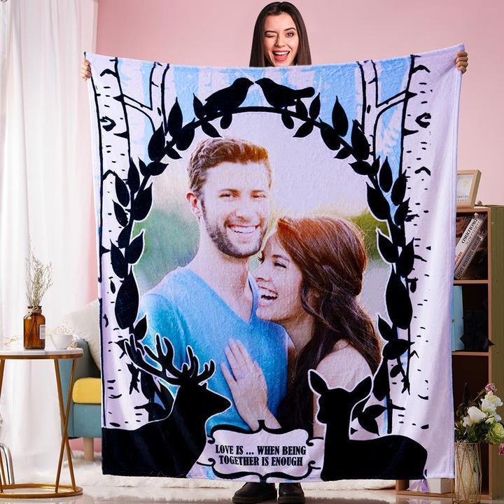 Anniversary Gift Custom Couple Photo Blanket Personalized Text Blankets