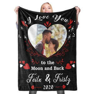 Anniversary Gift Personalized Couple Photo Blanket Custom Text Fleece Blanket