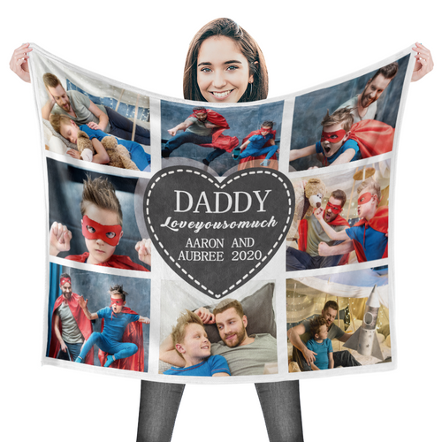 Personalized Photo Blankets Custom Dad Blanket Custom Collage Blankets - 8 Photos