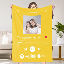 Father's Day Gift Scannable Spotify Music Code Blanket Custom Photo Personalized Photo Blanket Yellow