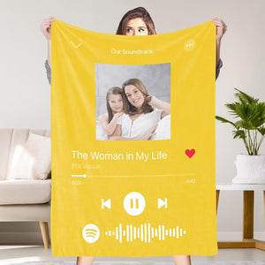 Scannable Spotify Music Code Blanket Custom Photo Personalized Photo Blanket Yellow