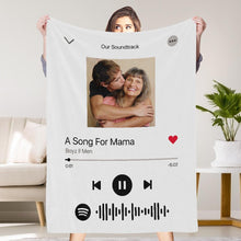 Father's Day Gift Custom Photo Spotify Code Music Personalized Fleece Blanket