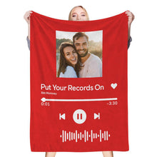 Scannable Music Code Custom Photo Blanket Personalized Photo Blanket Red