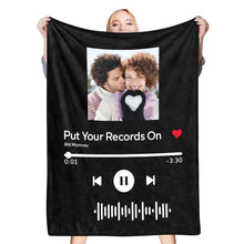 Scannable Music Code Custom Photo Blanket Personalized Photo Blanket Red