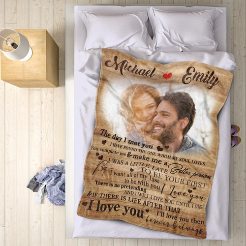 Custom Couple Photo Blanket With Personalized Name  For Christmas Gifts Best Gift for Her