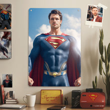 Personalized Face Superman Metal Poster Custom Photo Portrait Gifts for Kids - customphototapestry