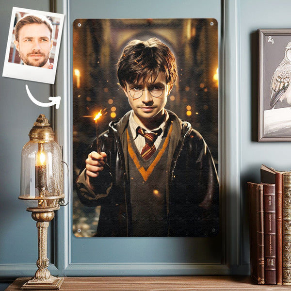 Personalized Face Harry Potter Metal Poster Custom Photo Gifts for Son / Kids - customphototapestry