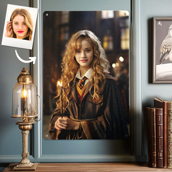 Custom Face Hermione Metal Poster Personalized Photo Portrait Gifts for Her - customphototapestry