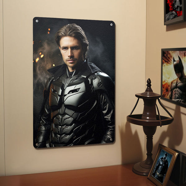 Personalized Face Batman Metal Poster Custom Photo Portrait Gifts for Kids - customphototapestry