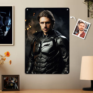 Custom Photo Portrait Personalized Face Batman Metal Poster Gifts for Him
