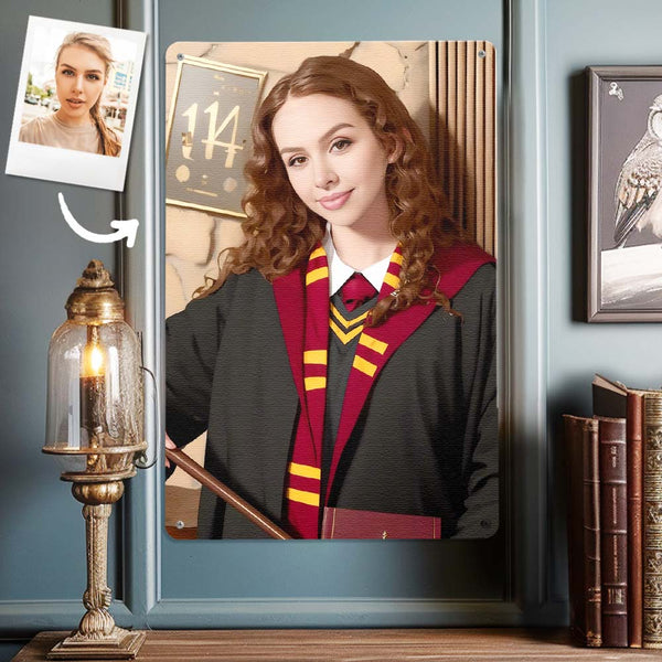Personalized Face Gryffindor House Gifts for Girls Metal Poster Custom Photo Portrait - customphototapestry