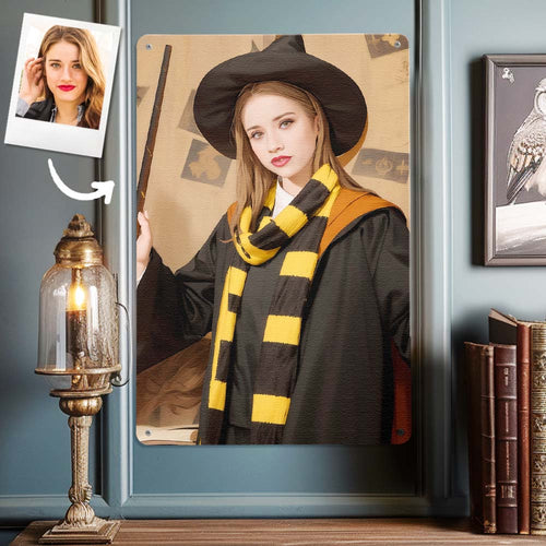 Personalized Face Hufflepuff House Gifts for Girls Metal Poster Custom Photo Portrait