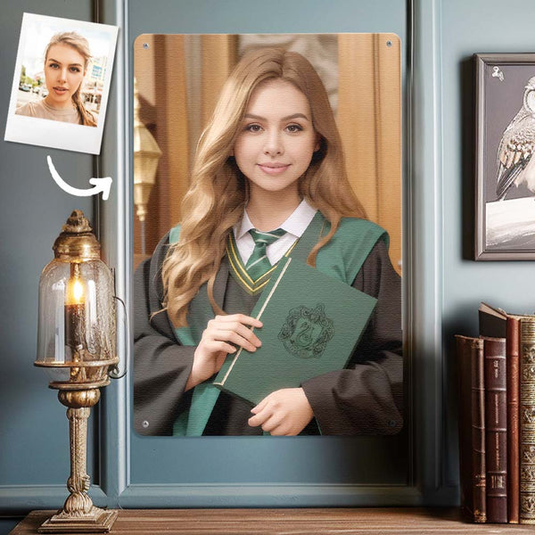 Personalized Face Hufflepuff House Gifts for Girls Metal Poster Custom Photo Portrait - customphototapestry