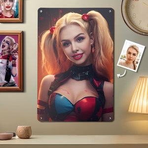 Personalized Face Harley Quinn Metal Poster Custom Photo Portrait