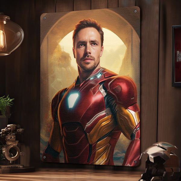 Personalized Face Ironman Metal Poster Custom Photo Gifts for Him - customphototapestry
