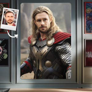 Personalized Face Thor Metal Poster Custom Photo Gifts for Him