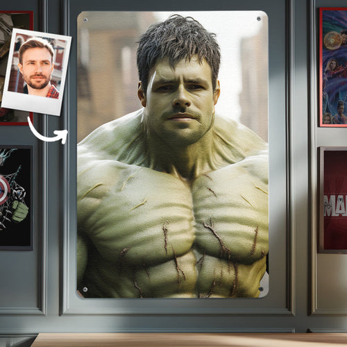 Personalized Face Hulk Metal Poster Custom Photo Gifts for Him