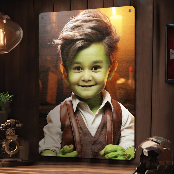 Personalized Face Hulk Metal Poster Custom Photo Gifts for Him - customphototapestry