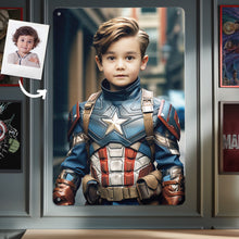 Personalized Face Captain America Metal Poster Custom Photo Gifts for Him - customphototapestry