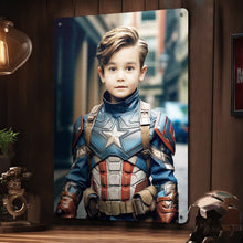 Personalized Face Captain America Metal Poster Custom Photo Gifts for Kids - customphototapestry