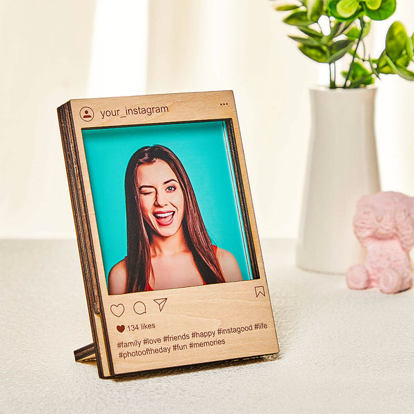 Custom Acrylic Photo Wooden Instagram Frame Personalized Printed Plaque Gift For Her