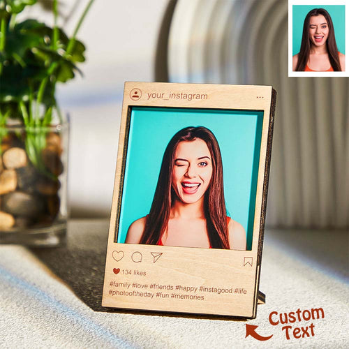 Custom Acrylic Photo Wooden Instagram Frame Personalized Printed Plaque Gift For Her