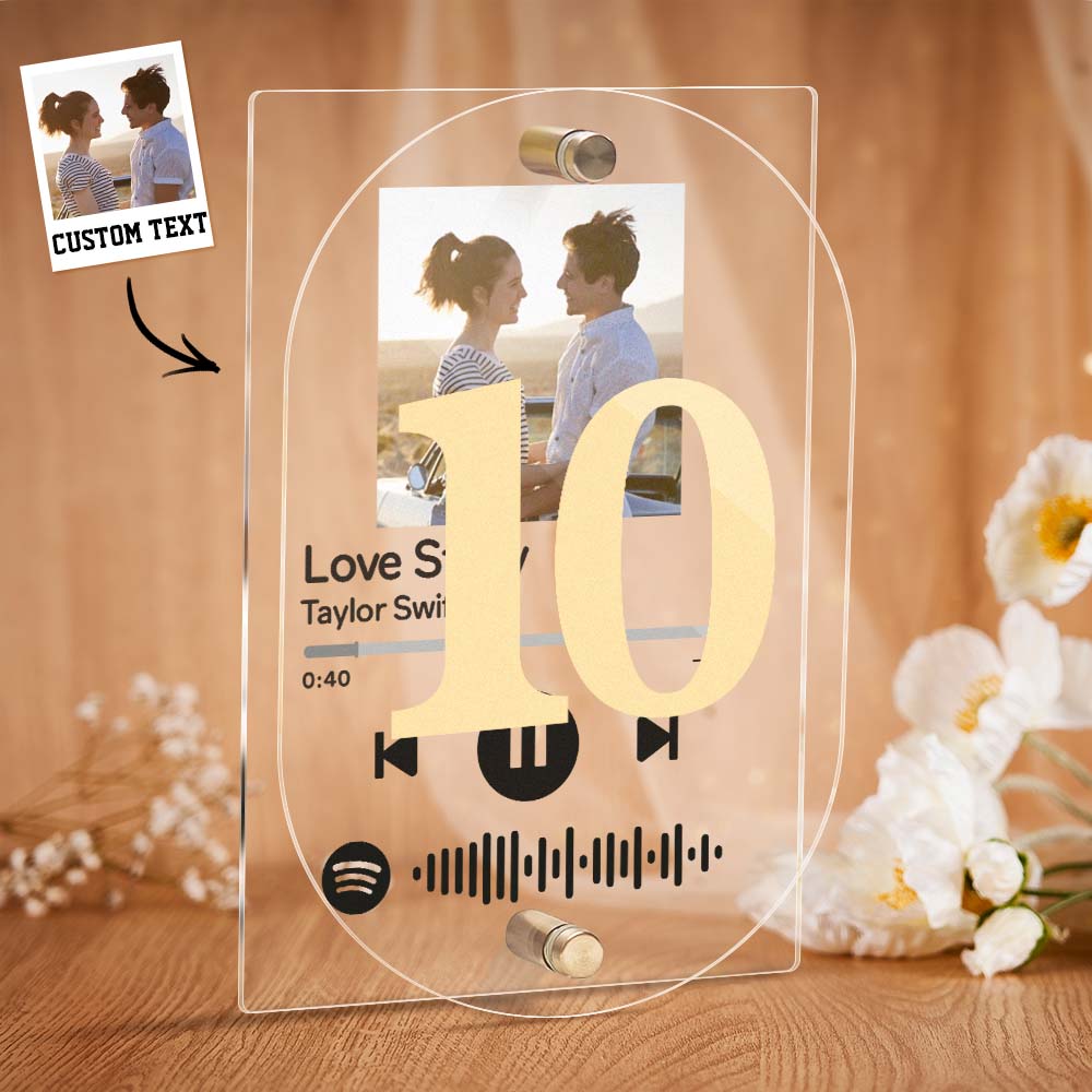 Scannable Spotify Code Acrylic Plaque Custom Photo Wedding Table Numbers Decor