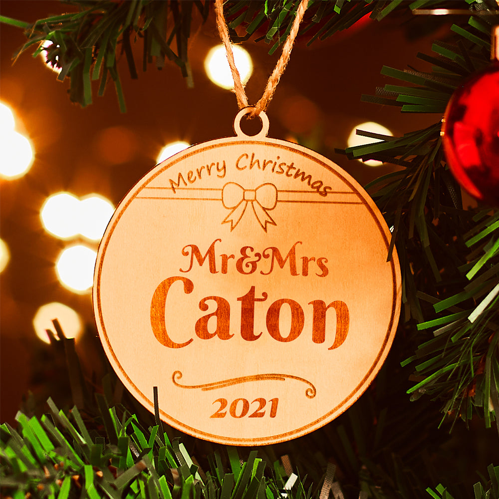 Custom Christmas Decoration Personalised Name Ornament Date Decoration Wooden Hanging Decoration